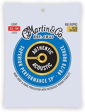 Martin 80/20 Bronze M140 Acoustic Guitar Strings 12-54 Light