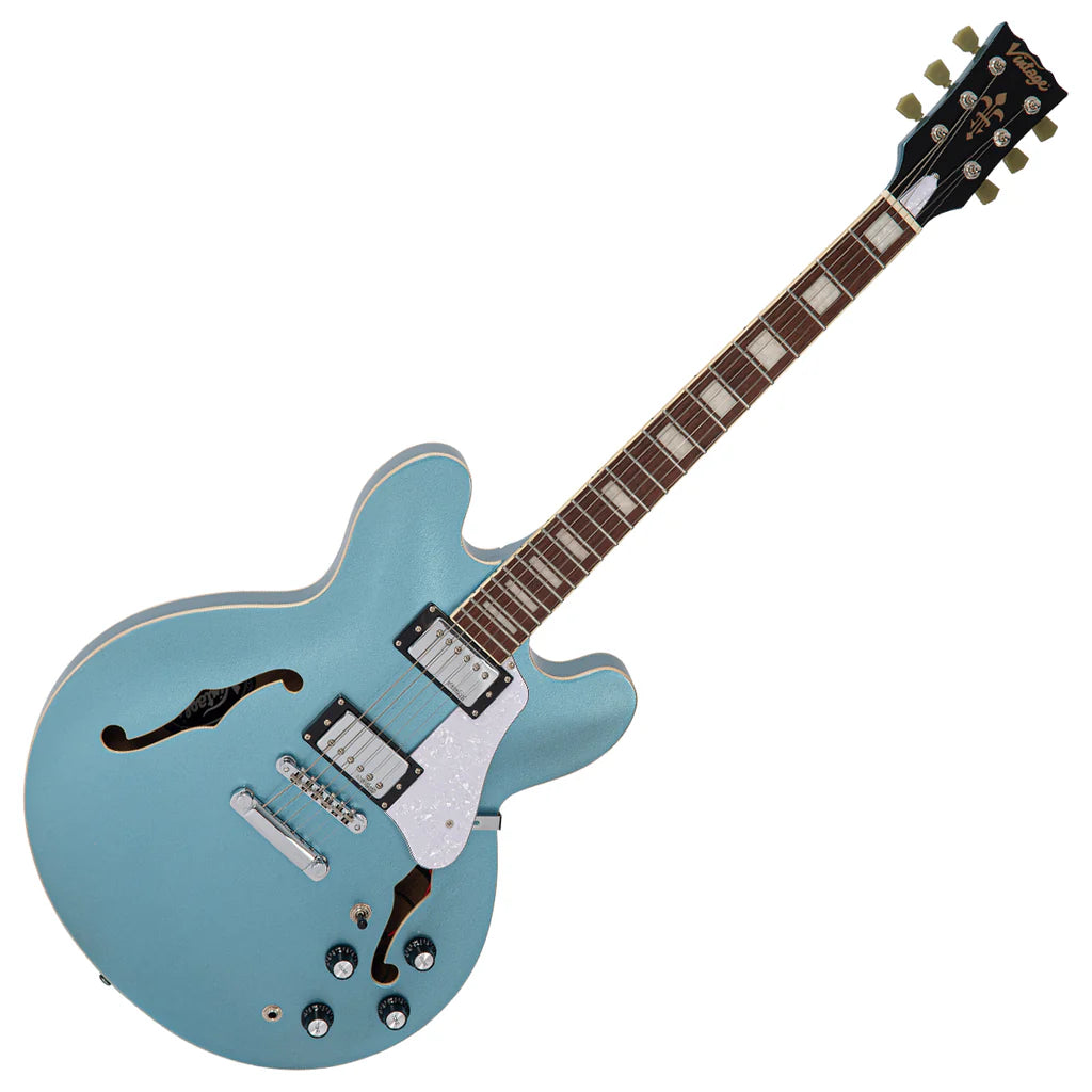 Vintage Limited Edition VSA500 ReIssued Semi Acoustic Guitar ~ Gun Hill Blue