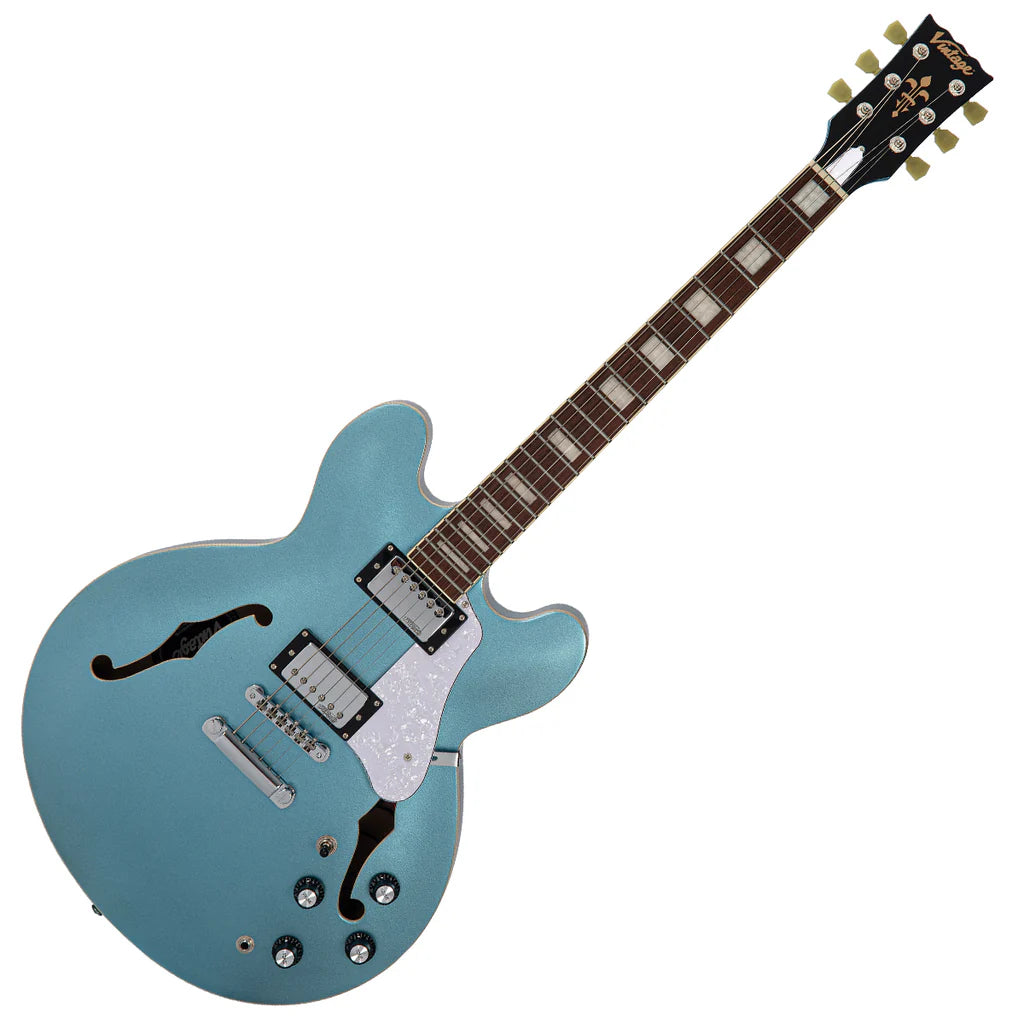 Vintage Limited Edition VSA500 ReIssued Semi Acoustic Guitar ~ Gun Hill Blue