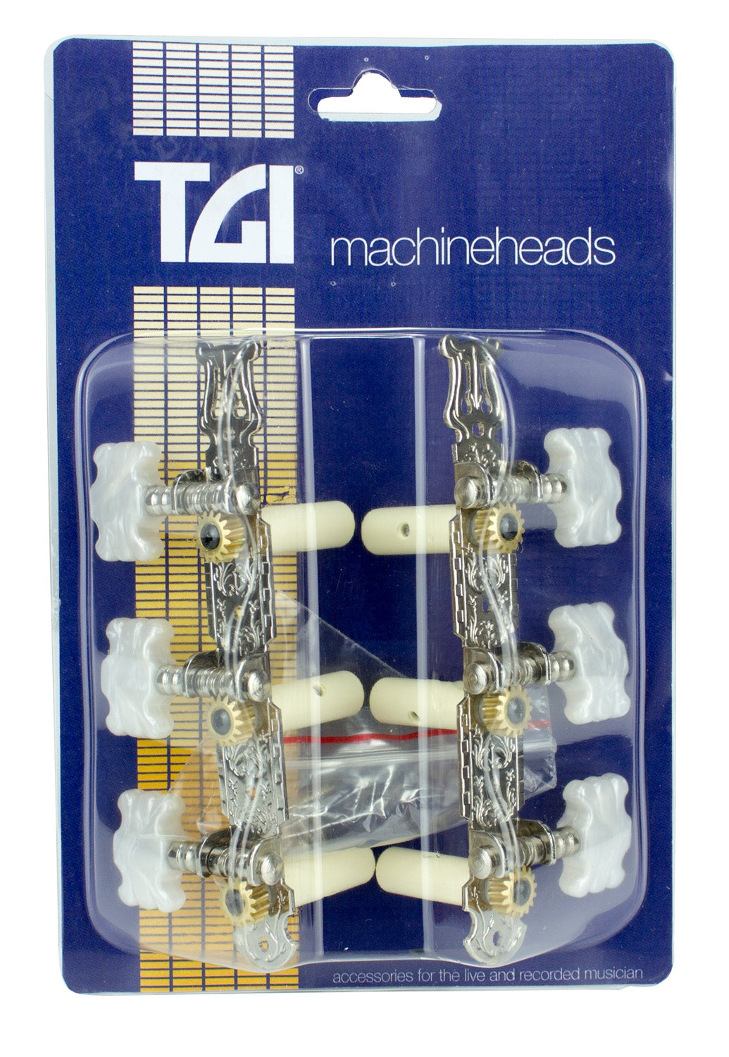 TGI Classical Guitar Machineheads. 3 in a Line. Lyra Style. Nickel