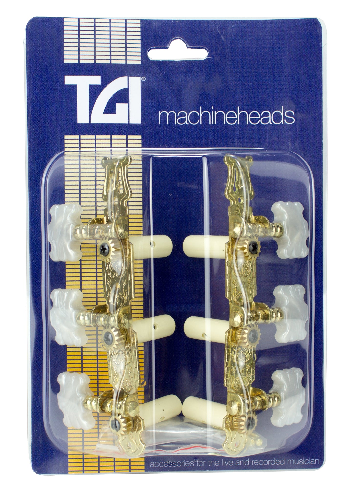 TGI Classical Guitar Machineheads. 3 in a Line. Lyra Style. Gold