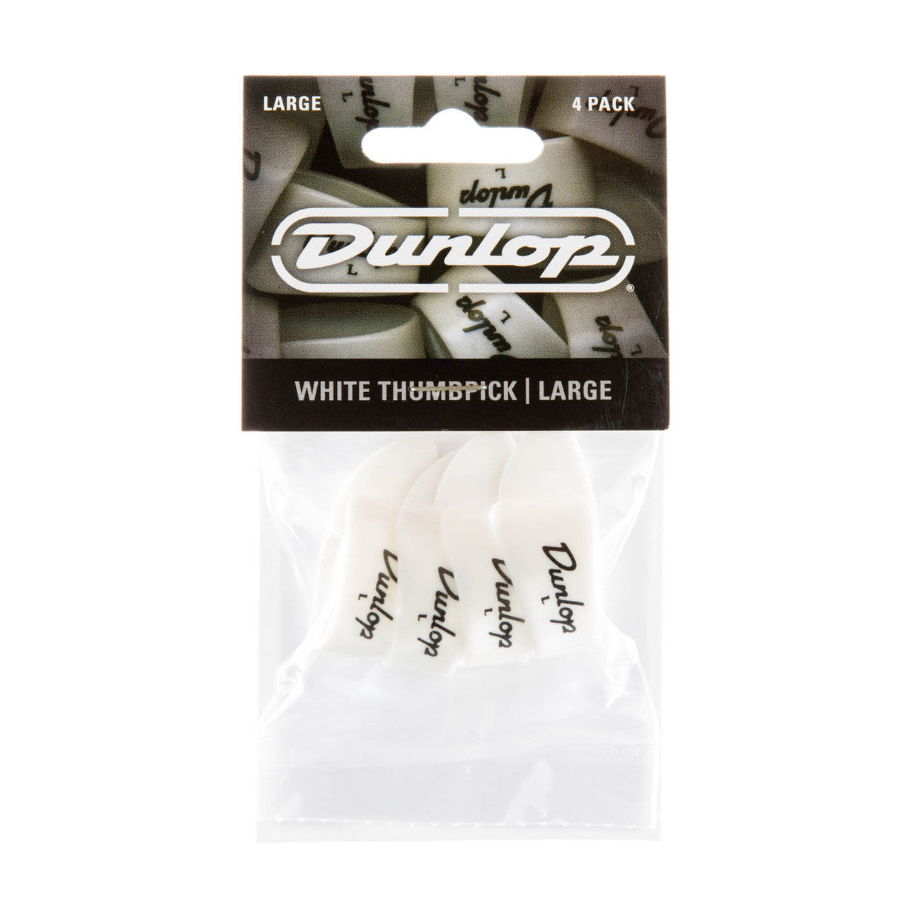 Dunlop WHITE LARGE THUMBPICKS x4 Pack