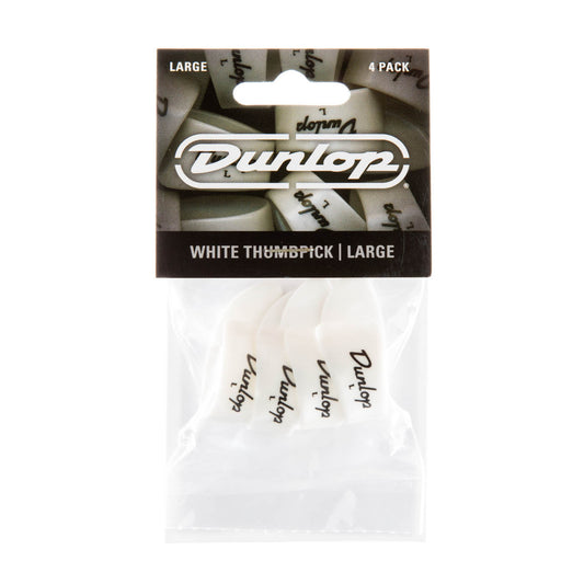 Dunlop WHITE LARGE THUMBPICKS x4 Pack