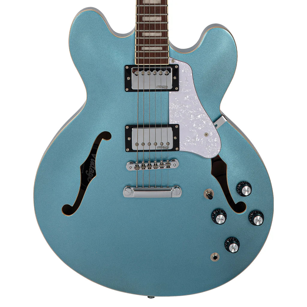 Vintage Limited Edition VSA500 ReIssued Semi Acoustic Guitar ~ Gun Hill Blue