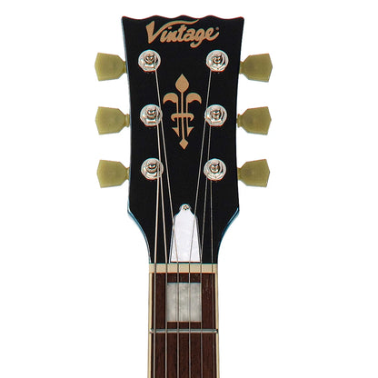 Vintage Limited Edition VSA500 ReIssued Semi Acoustic Guitar ~ Gun Hill Blue