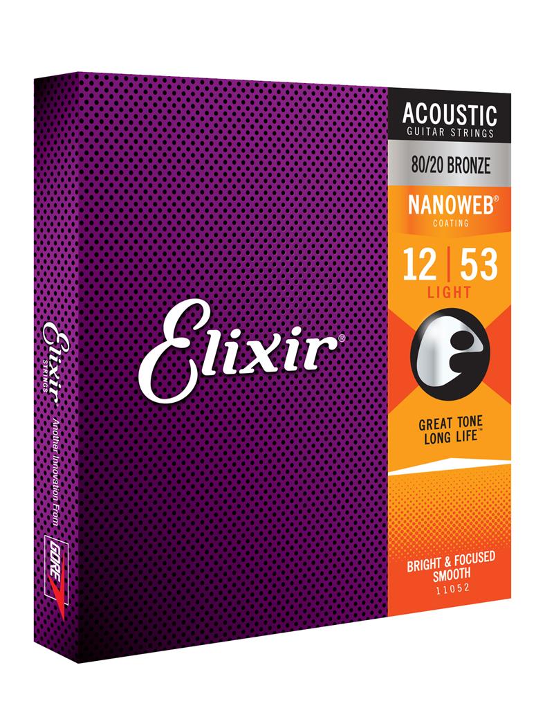 Elixir Acoustic 80/20 Bronze with NANOWEB Coating (12-53)